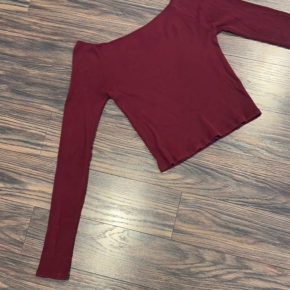 Off-Shoulder Burgundy Crop Top by Brandy Melville (OS) - Picture 8 of 8